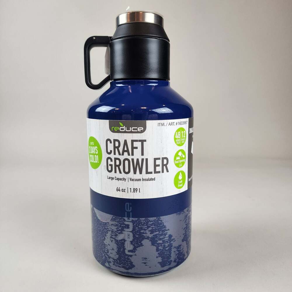 Reduce Craft Growler Water Bottle Vacuum Insulated 64oz OG Blue